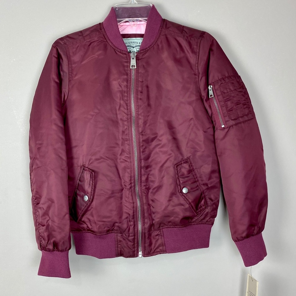 NWT Levi’s wine color bomber flight jacket size XS